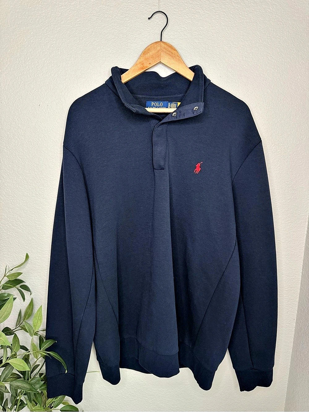 Polo Ralph Lauren Performance Pullover Mens XL Navy Snap Henley Neck NWT